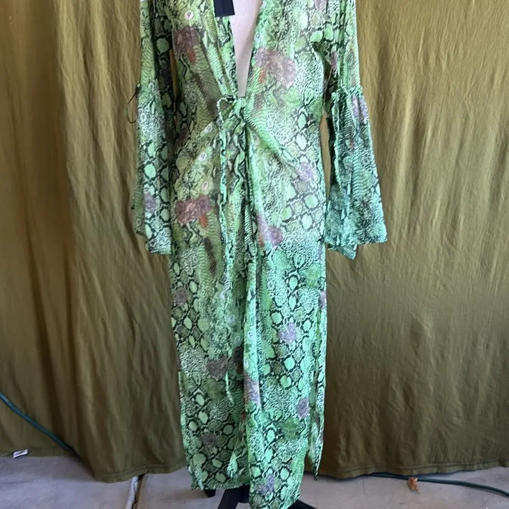 NWT Kendall & Kylie Green Snake Lace Sheer Cover Up